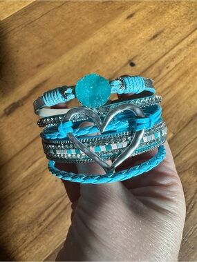 Turquoise Multi-Layer Heart Bracelet - Women's Jewelry